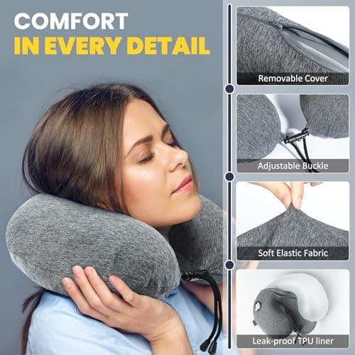 HIKENTURE Inflatable Neck Pillow, 3-Breath Travel Airplane Pillow, Grey — view 3