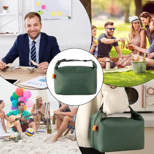 SUOXU Fashion Lunch Bags for Men Women- Reusable Insulated Leakproof Lunch Box Tote Bag, Cool Bags for Kids Girls Boys Adults,Thermal Cooler Bag for Work School Picnic Travel -8L (Green) — view 6