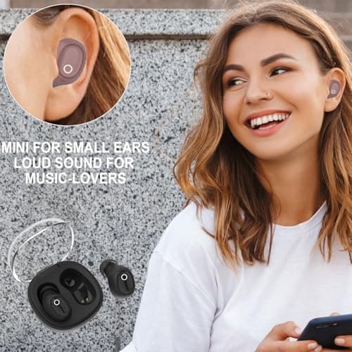 Wireless Earbuds for Small Ear Canals Mini Size, Cute Bluetooth Ear Buds for Women Girls with 2 Noise Reduction Mic for Clear Calls, Small Wireless Earphones with Immersive Premium Sound(Antique Rose) — view 2