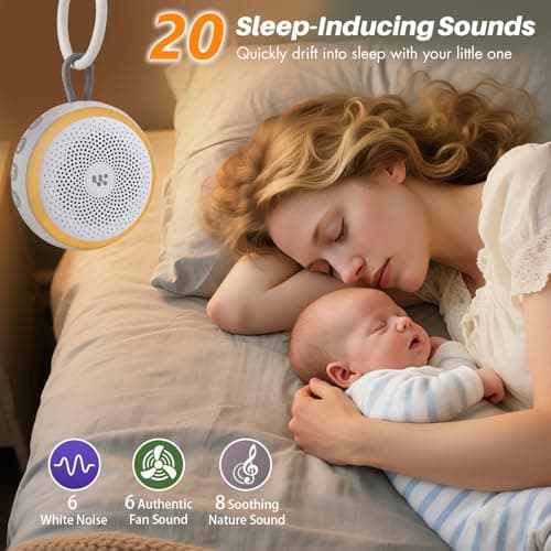 White Noise Machine Portable Sound Machine for Baby Adult Features Powerful Battery, 20 Soothing Sound, Noise Canceling for Sleeping, Sound Therapy for Office Home, Travel, Registry Gift — view 2