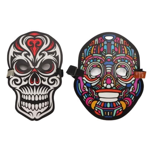 EMUKOEP Voice Controlled LED Face Cover with EL Wire for Holiday Celebrations, Suitable for Adults and 2 Pack