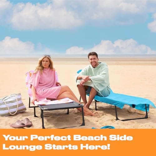 Brentfords Sun Lounger Towels with Pockets, Soft Quick Dry Towel Absorbent Lightweight Large Beach Towel in a Bag for Travel Poolside Beach Days Holiday Accessories, 75 x 215cm - Orange Zigzag — view 3