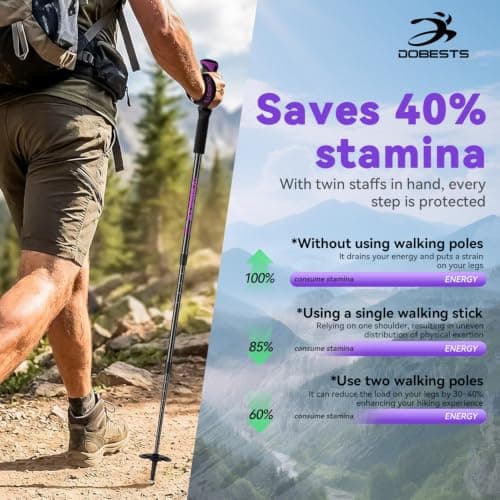 DOBESTS Telescopic Walking Poles 2 Pack, Hiking Poles 65-135 cm, Aluminum — view 6