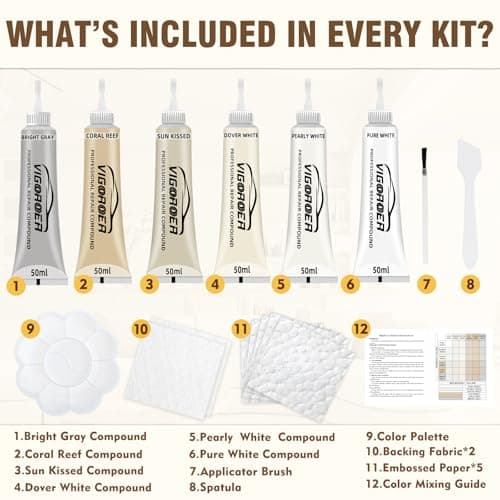 Cream Leather Repair Kit for Furniture, Vinyl Repair Kit for Car Interior, Sofa, Purse and Jacket, Restore Any Material with Super Easy Instructions to Fix Scratches, Tears, Holes, Peeling — view 4