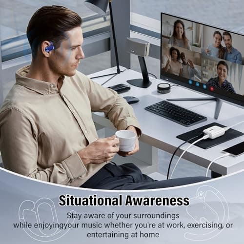 AI Real Time Language Translation Earbuds, Open Ear Bluetooth 5.4, Blue — view 5