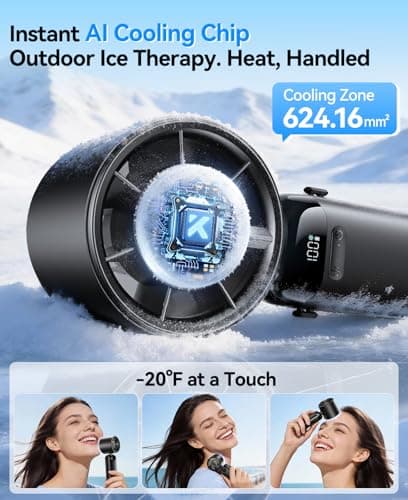 KIMMOO Handheld Portable Turbo Fan with Ice Cooler, Powerful 21000 RPM, Speed (1-199), Up to 14Hrs Cooling, Rechargeable Personal Fan, Small Pocket Hand Fans for Travel/Outdoor/Home/Office (Black) — view 3