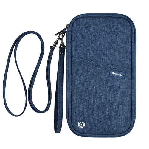 homchen RFID Blocking Travel Passport Wallet Holder, Document Organiser Case Credit Card Holders for Men and Women (RFID-DarkBlue)