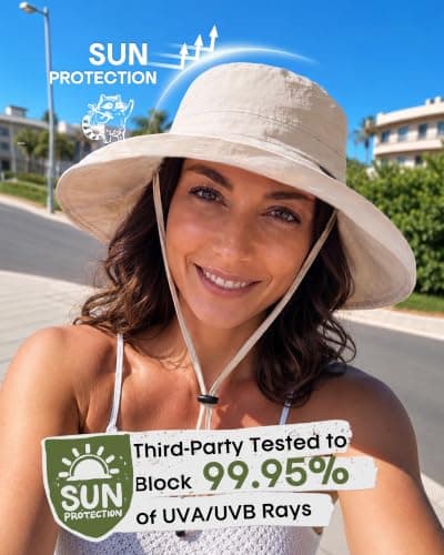 FURTALK Sun Hats for Women Wide Brim Ponytail UV Packable Hiking Travel — view 2