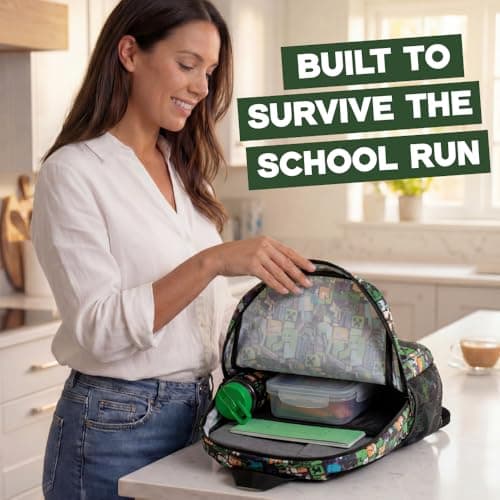 Minecraft Backpack for Boys - Creeper School Bag Kids Rucksack Gift, Black — view 4