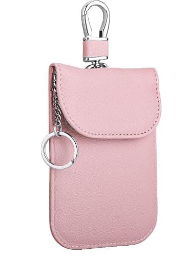 SUPERNOVA Lifestyle RFID Signal Blocker Faraday Pouch for Car Keys, Gate Remote, Premium PU Leather, Jammer for Keyless Entry, Relay Attack Prevention, Anti-theft Protection (Dark Pink)