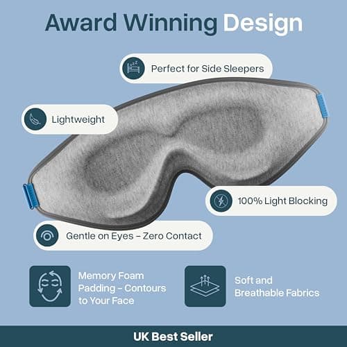 MyHalos Cotton 3D Sleep Mask, Blackout Eye Mask, Zero Pressure, Grey — view 3