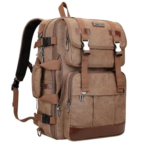 WITZMAN Canvas Travel Backpack for Men Large Laptop Backpack Fits 16 Inch