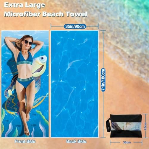 Bingobang 2 Pack Microfiber Beach Towels for Adults Extra Large 180×90 cm — view 2