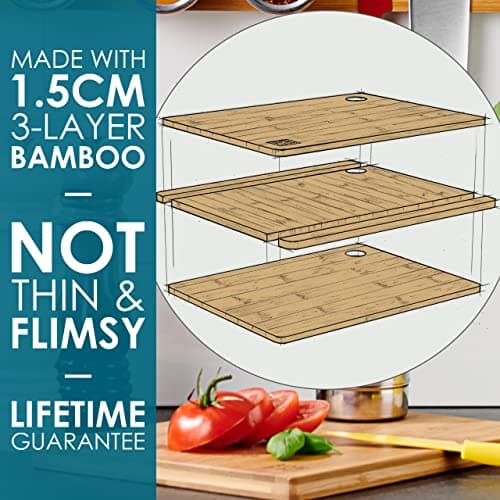 Premium Extra-Thick Wooden Chopping Boards - 3 Piece Bamboo Chopping Board Set - 33x22cm / 28x22cm & Duracell Rechargeable AA Batteries (Pack of 4), 2500 mAh NiMH, pre-Charged, Our No. 1 — view 4