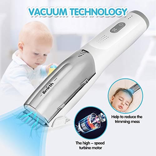 Bimirth Kids Hair Clipper, Vacuum Hair Clipper for Baby, Quiet Kids Hair Trimmer,Silent Hair Clippers for Children, Waterproof Cordless Operation, USB Fast Rechargeable, 3 Guide Combs(Vacuum) — view 2