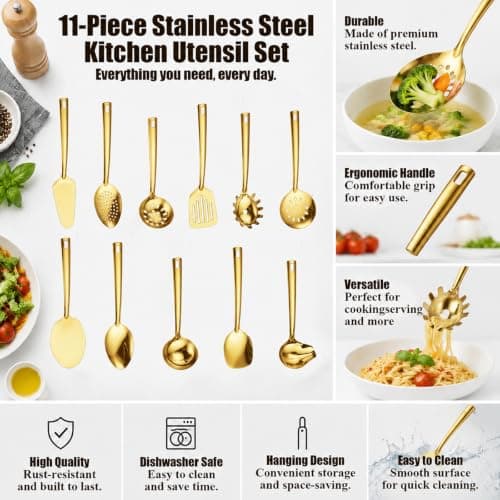 11 Pcs Stainless Steel Kitchen Utensil Set, Cooking Utensils Set — view 5