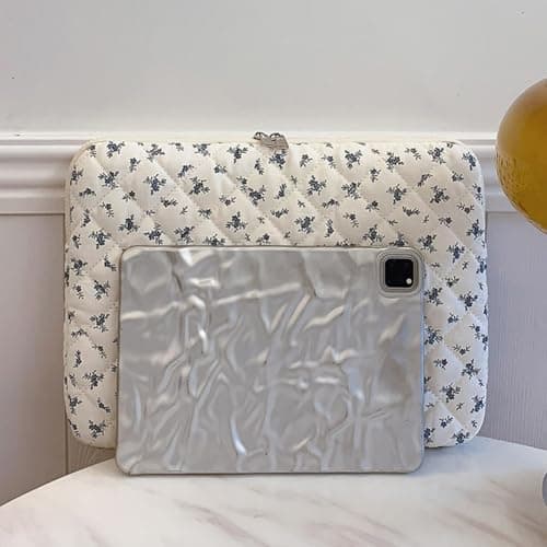 Puffy Quilted Laptop Sleeve Case for 11/13/15 inch Notebook, Cute Floral Protective Puffer Bag for MacBook Women Aesthetic — view 6