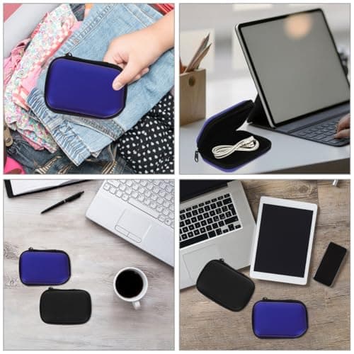 Portable Earphone Organizer Bag 2 Pcs Nylon Aluminium Alloy Black Blue — view 5