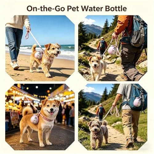 2-in-1 Dog Water Bottle, 285ML 304 Stainless Steel Collapsible Pet Drinking Cup, Leak Proof Compact Portable Dog Water Dispenser Ideal for Walking Hiking Travel Outdoor Use for Small Medium Dogs(B) — view 5