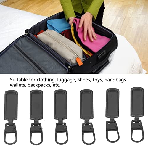 6Pcs Detachable Zipper Pull Tabs for Jacket Boots Jeans Suitcase (Black) — view 5