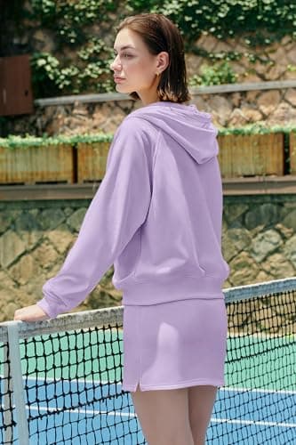 Panadila Womens 2 Piece Workout Sets Lounge Matching Sets Zip Up Hoodie and Skirt Gym Clothes Yoga Outfits, Lavender Purple, S — view 6