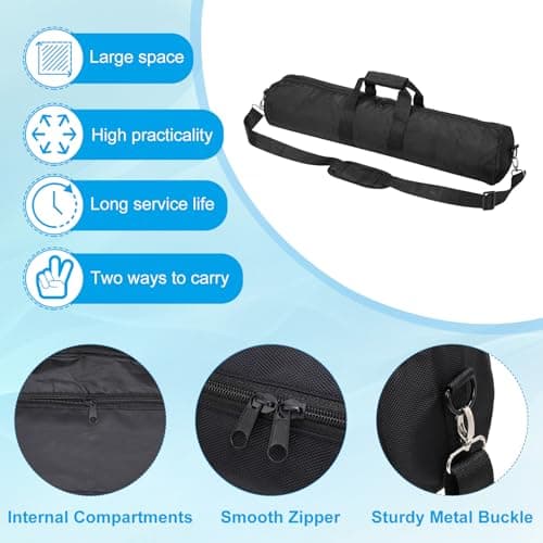 PATIKIL Tripod Carrying Case, 23.6" x 5.1" Heavy Duty Nylon Padded Tripod Bag with Adjustable Shoulder Straps and Handles for Light Stands Umbrellas tripods mic Speaker Stand, Black — view 4