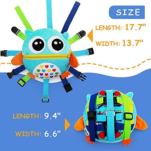 beetoy Sensory Buckle Pillow Toys for Toddlers 1-3, Learning Activity Toy Develop Fine Motor Skill, Educational Buckle Zipper Toys Toddler Activities Travel Toy for Threading Basic Skills — view 5