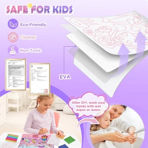 URMYWO Foil Fun Arts & Crafts for Kids Ages 4-12 | Large Size | 20 Themes | Double Sided with Coloring Back | No Mess Art Kit | Travel Toys Gifts for Girls Boys (Colorful) — view 6