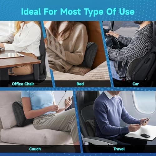 Niceeday Lumbar Support Pillow for Office Chair, Car Lumbar Pillow, Memory Foam Back Support Cushion with Breathable 3D Mesh Back Support for Office Chair Back Support Backrest 3D-Small — view 5