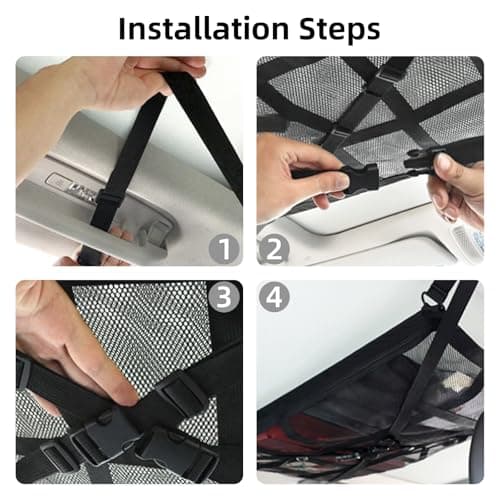 Car Ceiling Cargo Net, 90cm x 65cm Upgraded Anti-Sag Roof Storage Organiser — view 4