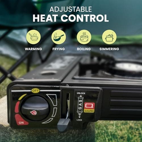 Green Haven Camping Stove Double Burner | Portable Gas Cooker & Ignition — view 3