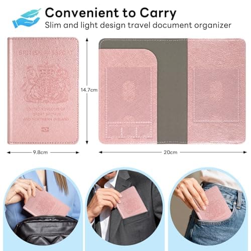 YAVIV Passport Holder for Women&Men，Travel Wallet RFID Blocking-Rose Gold — view 5