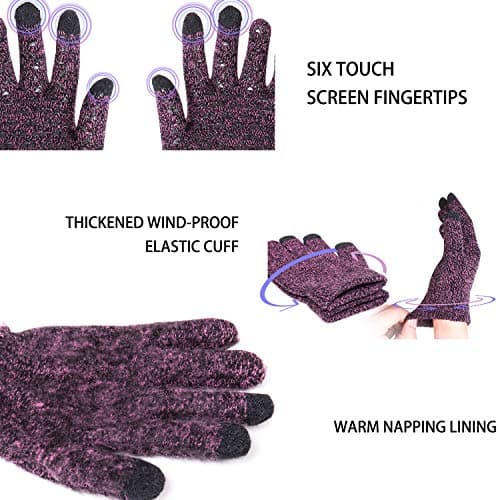 Gloves Women, TRENDOUX Touch Screen Glove Ladies Men Unisex Typing Phone - Wool Lining - Elastic Cuff - Anti-slip Grip - Premium Thin Thermal Windproof Glove for Outdoor Driving Dog Walking - Rose - L — view 3