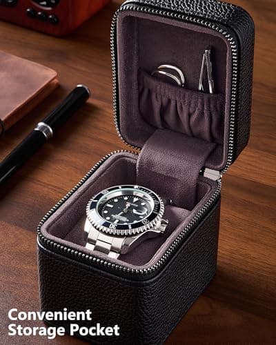 ProCase Single Watch Travel Case for Men, Portable Watch Holder -Black — view 2