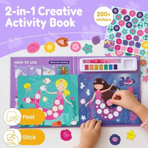 JoyCat Paint with Water Coloring Books & Creative Sticker(Ocean Princess) — view 2