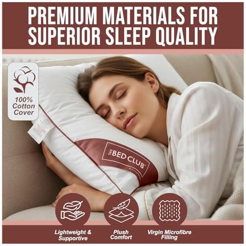 GC GAVENO CAVAILIA Firm Pillows 5Pack Neck Support Bed Pillow | Breathable Standard Size Single Pillow With 100% Cotton Cover | Hotel Quality Pillows For Stomach Back Pain & Side Sleepers, 74x48cm — view 2
