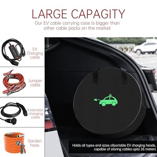 MCEVKELN EV Portable Cable Bag Charging Cable Bag Durable Storage Bag (1680D Nylon) for All Kinds of Cables and Car Accessories Electric Vehicles Charging Cable Organiser (Pack of 2) — view 5