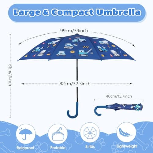 Kids Manual Fold Stick Umbrella for Boys Girls School Outdoor Vehicle — view 3