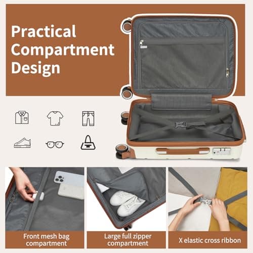 Kono 24 Inch Medium Hard Shell Suitcase PP Lightweight Travel Luggage — view 6