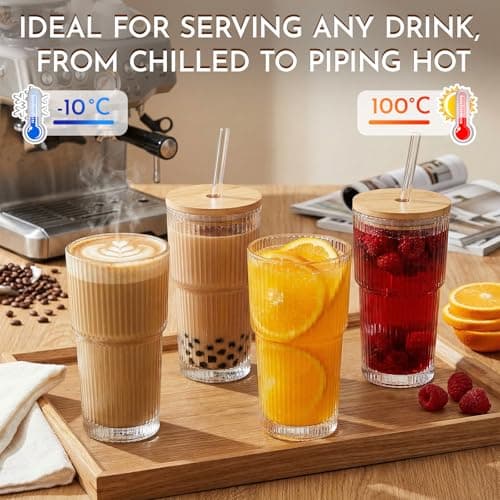 zxevg Iced Coffee Cup 2 Pack 600ml Wooden Lid Floral — view 4