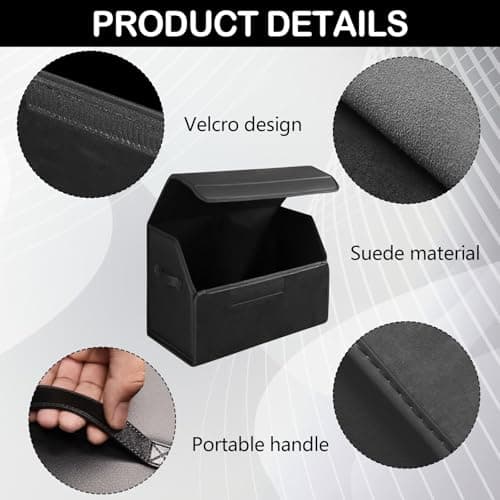 Ysislybin Trunk Organizer, Waterproof Car Organizer Collapsible Storage Box for Car Accessories with Compartments Leather Sedan Storage Box for Car Organization Outdoor Travel Camping — view 5