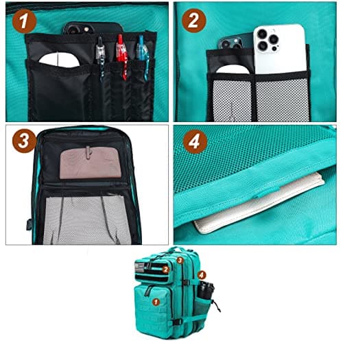 LHI Military Tactical Backpack for Men and Women 45L Large waterproof Rucksack for School, Hiking, Trekking, Hunting(lake blue) — view 6