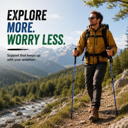 ALAYSTAR 1 Pair Telescopic Hiking Poles Adjustable 65-135cm Aluminium Alloy Walking Sticks with PVC Grip Handles, Wrist Straps, Mud Baskets and Antishock System for Hiking, Trekking and Walking — view 4