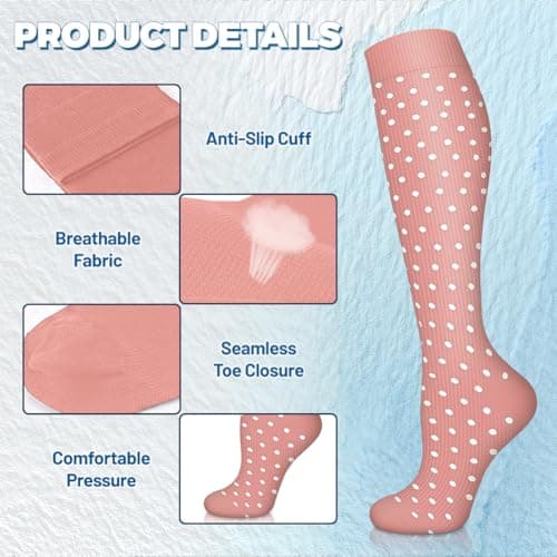 flintronic 6 Pairs Compression Socks for Women & Men, 15-20 mmHg Travel Flight Socks, Enhanced Circulation & Athletic Support, Compression Stockings for Running, climbing, Nursing(9-15in) — view 3