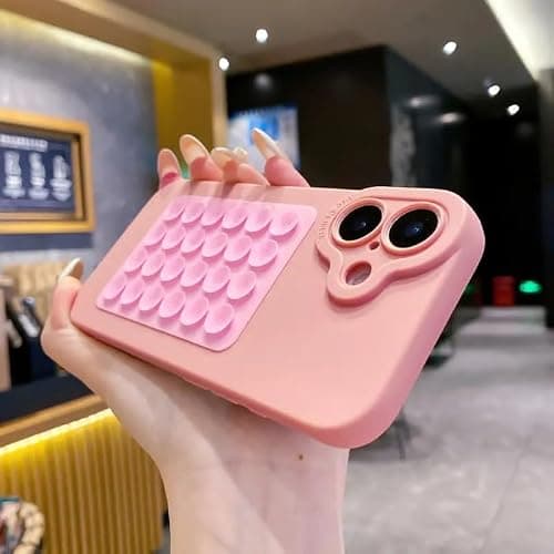 Silicone Sticky Suction Pad Phone Holder – Reusable Anti-Slip Grip Mount for Car, Desk, Wall, or Dashboard, Strong Suction Phone Stand (light pink)