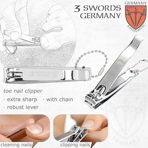 3 Swords Germany - Brand Quality 2 piece Manicure Pedicure Grooming kit Set Finger & Toe Nail Clipper in Synthetic Leather case - Made by 3 Swords (6721) — view 3
