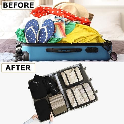 LANSKLBD 6/8 Set Packing Cubes for Suitcases Travel Luggage Packing Organizers,Travel Accessories Essentials Luggage Organizer with Shoe/Tioletry/Laundry Bag(Black, 8 set) — view 2