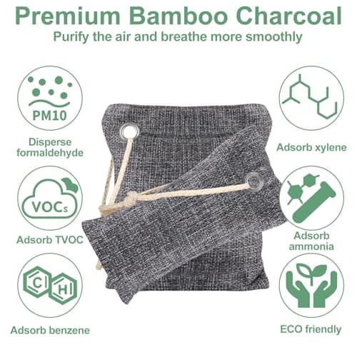 YOUNTHYE 12Pack Activated Bamboo Charcoal Air Purifying Bags, (50g*6 + 150g*6) Moisture, Odour Absorber & Eliminator, Nature Fresh Air Purifier Bags for Home, Car, Pets — view 3