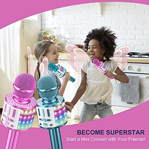 Wireless Microphone with Lights, Karaoke Bluetooth Microphone for Kids Adults, Portable Toy Karaoke Mic Speaker Machine, Home KTV Player Support Phone/Pad/TV for Party Singing, Boys Girls Best Gifts — view 6