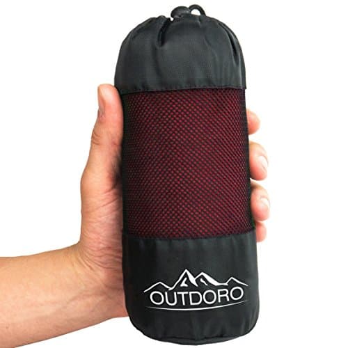 Outdoro Travel Sleeping Bag, Ultra-Light Travel Sleeping Bag, Only 350 g Made of Pure Cotton with Pillow Compartment Thin & Small Lining, Travel Sheet, red
